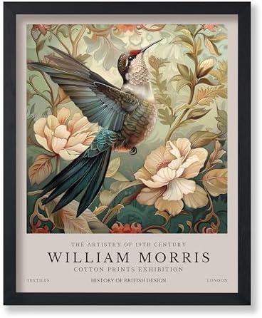 Poster Master Hummingbird Print - William Morris Poster - Flower & Animal Illustration - Botanical Exhibition Wall Design - Floral Bird Artwork - Aesthetic Office or Bedroom Decor - 11x14 UNFRAMED Wall Art