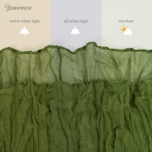YMHPRIDE 12 Pack Cheesecloth Table Runner 35x120in Olive Green Table Runner