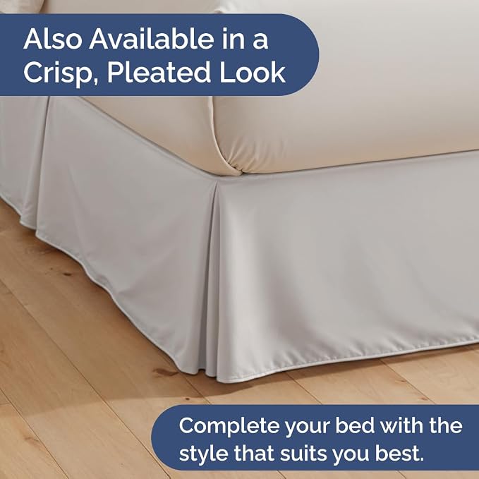 Bedskirt King Size Ruffle - Ruffled Bed Skirt - 12 Inch Drop - French Grey | Bedskirt with Platform, Ultra-Soft Premium Hotel Quality, Wrinkle Free, Fade & Shrink Resistant, for Women, Men, Kids & Teens