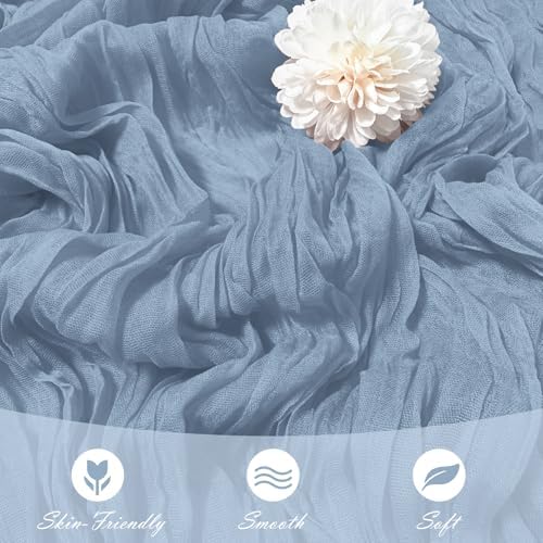 15 Pack Dusty Blue Cheesecloth Table Runner 17 x 108 inch Cheese Cloth Table Runners 9ft Blue Table Runner Rustic Romantic Sheer Gauze Runner for Wedding Party Baby Shower Table Decoration