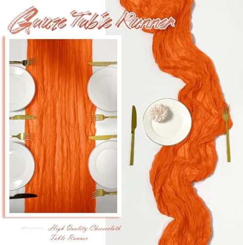 15 Pack Orange Cheesecloth Table Runner 17 x 108 inch Cheese Cloth Table Runners 9ft Orange Table Runner Rustic Romantic Sheer Gauze Runner for Wedding Party Baby Shower Table Decoration