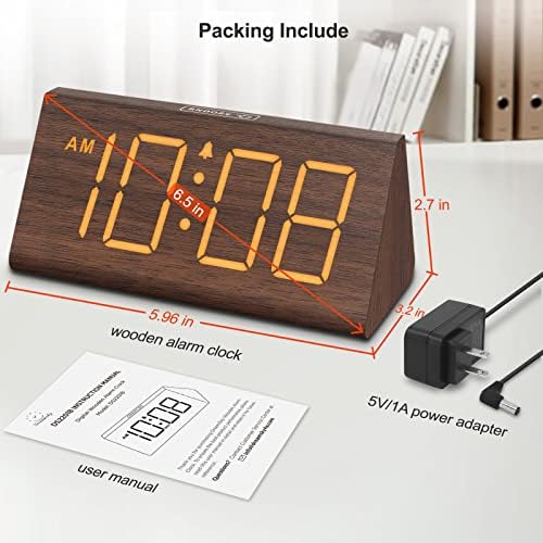 DreamSky Wooden Digital Alarm Clock for Bedrooms Desks with Large Numbers
