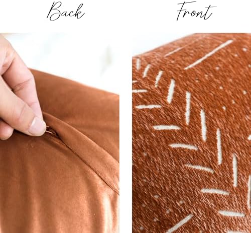 BlissBlush Decorative Throw Pillow Covers 18X18 Set of 2, Brick Red Terracotta Boho Farmhouse Cushion Cover, Cozy Soft Accent Pillowcase for Couch Sofa Bed Living Room Home Décor