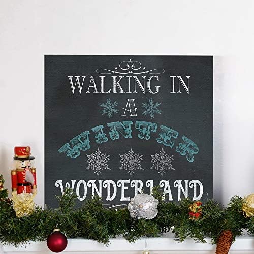 Renditions Gallery Canvas Wall Art for Christmas Decorations Walking in a Winter Wonderland Abstract Artwork for Living Room Office Home Kitchen Decor - 24"X24" LT05