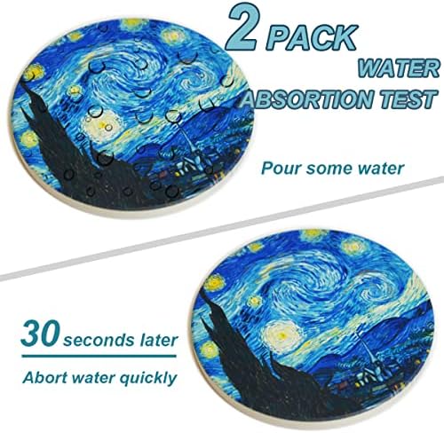 Coasters for Drinks Van Gogh Art Ceramic Coasters - Use 2 Famous Van Gogh Paintings, Unique Housewarming Gifts for New Home Decorative by WOW DING