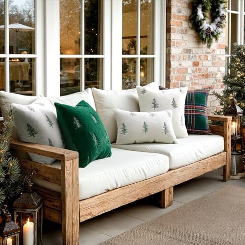 MIULEE Christmas Decorative Faux Fur Pillow Covers 20x20 Inch White Black