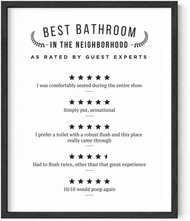 HAUS AND HUES Funny Bathroom Decor – Would Poop Here Again Sign, Restroom Review Artwork, Humorous Wall Piece for Guest Washroom (16x20, Black Frame)