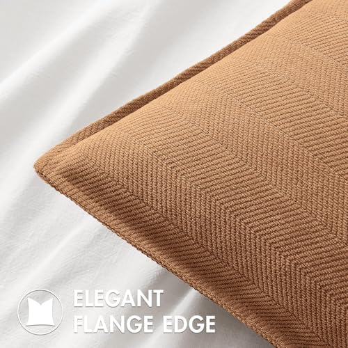 MIULEE Pack of 2 Camel Decorative Chenille Pillow Covers 18x18 Inch