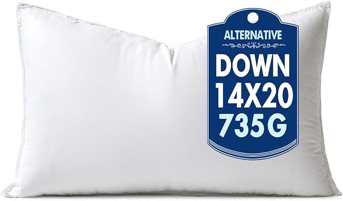 MIULEE 14x20 Inch Synthetic Down Alternative Pillow Insert | Decorative Throw Pillow 14 x 20 Inch Body Bed Sleeping Ultra Soft Fluffy Form for Sofa Couch Bed