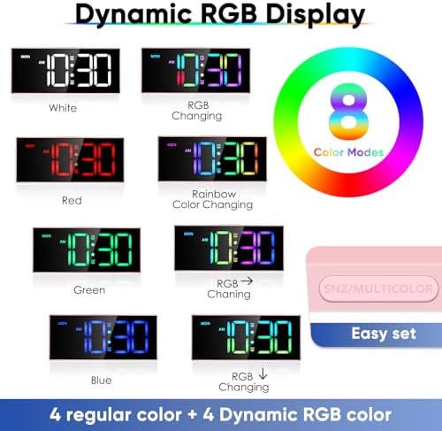 Digital Alarm Clocks,Large Big Numbers Cute clocks for Bedrooms,college dormitories,Teens,Modern Décor Plug in Clock with USB Charger Port Adjustable 3-Levels volume,5 Dimmers,Battery Backup (Pink)