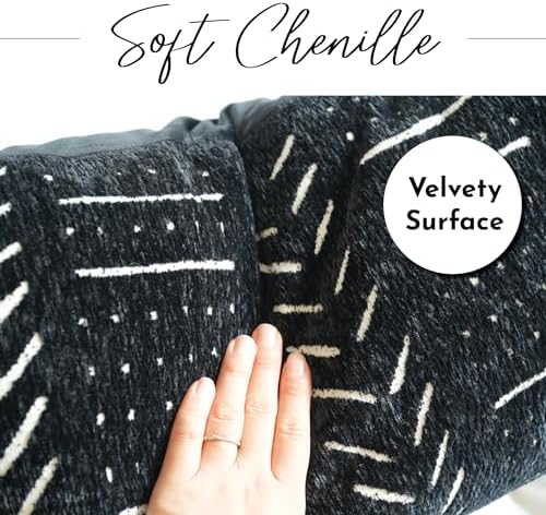 BlissBlush Black Decorative Throw Pillow Covers 20X20, Set of 2, Boho Farmhouse Cushion Cover, Cozy Soft Accent Pillowcase for Couch Sofa Bed Living Room Home Décor