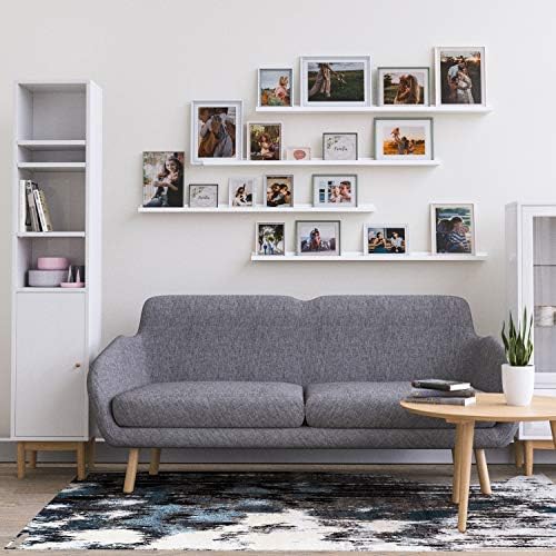 Wallniture Denver 46" White Floating Shelves for Wall Decor, Wall Bookshelves for Living Room, Floating Bookshelf, Wood Picture Ledge Shelf, Set of 4