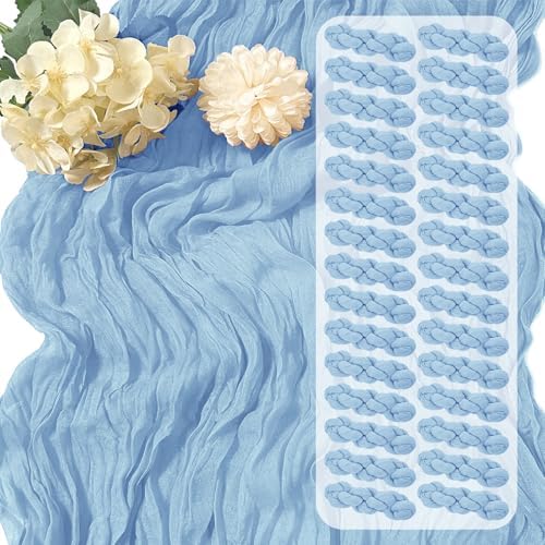 30 Pack Baby Blue Cheesecloth Table Runner 17 x 108 inch Cheese Cloth Table Runners 9ft Blue Table Runner Rustic Romantic Sheer Gauze Runner for Wedding Party Baby Shower Table Decoration