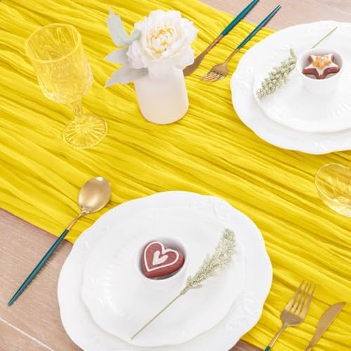 3 Pack Yellow Cheesecloth Table Runner 10ft Rustic Gauze Centerpiece