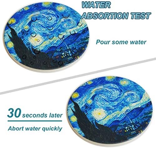 Coasters for Drinks Ceramic Van Gogh Art Coasters Set - Use 6 Famous Van Gogh Paintings, Unique Housewarming Gifts for New Home Decorative by WOWDING