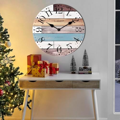 CLXEAST 24 Inch Coastal Farmhouse Wall Clocks for Living Room Decor
