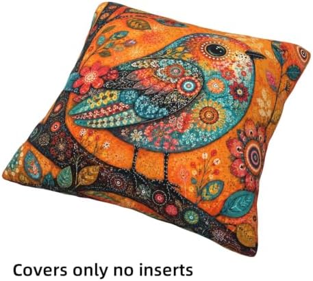 Bohemian Bird Throw Pillow Covers Set of 4 Decorative Soft Double Sided Print Pillow Case Farmhouse Home Decor for Living Room Sofa Couch 18x18