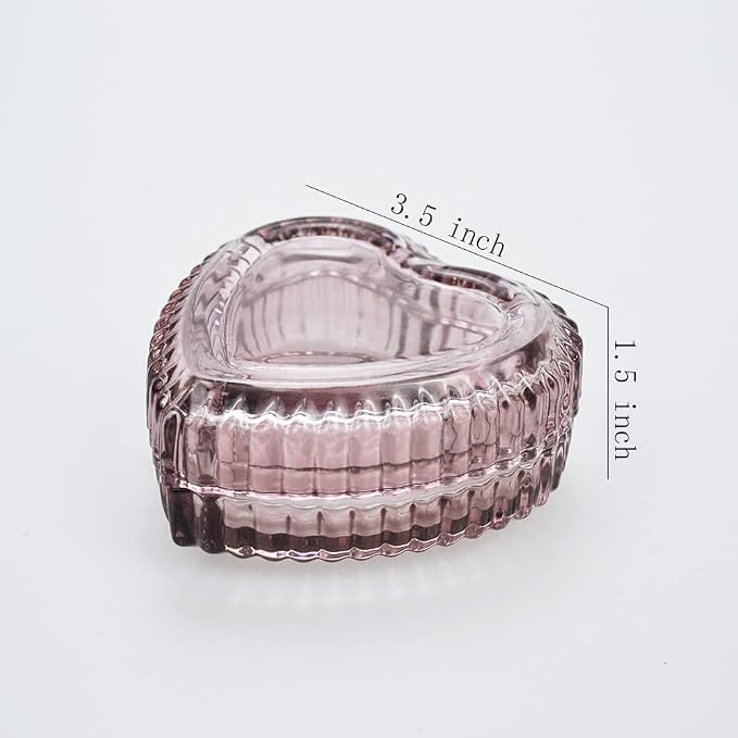 Gaolinci Crystal Glass Heart-Shaped Storage Box Embossed Jewelry Box Candy Box with Lid - Short