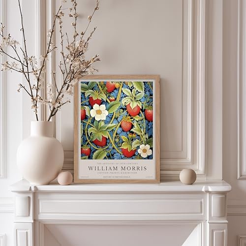 Poster Master William Morris Poster - Owl Print - Bird Art - Botanical Art - Flower Design - Exhibition Artwork - Animal Illustration - Floral Illustration - Aesthetic Design - Office or Bedroom Decor - 8x10 Beige Framed