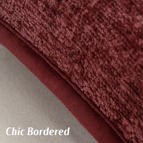 FUTEI Pack of 2 Chenille Soft Throw Pillow Covers 22x22 Inch, Burgundy