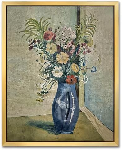 AIMAILON Colorful Wildflower Wall Decoration, Still Life Artwork, 16x20 | golden frame canvas art painting, easy to hang, sturdy frame, bedroom and living room decoration painting