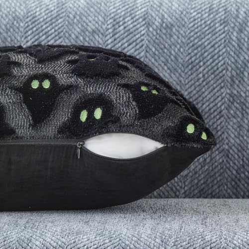 DFXSZ Halloween Pillow Covers 12x20 inch 2Pcs Black Ghost Halloween Decor