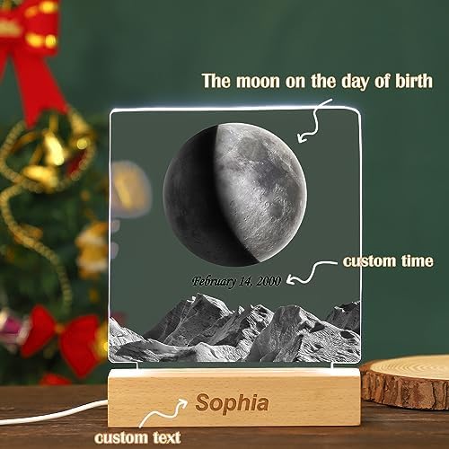 WSYEAR Personalized Moon Lamp Light for Bedroom Decor - Acrylic LED Moon Lamp for Adults Kids Birthday Gifts for Women Men, Room Decor
