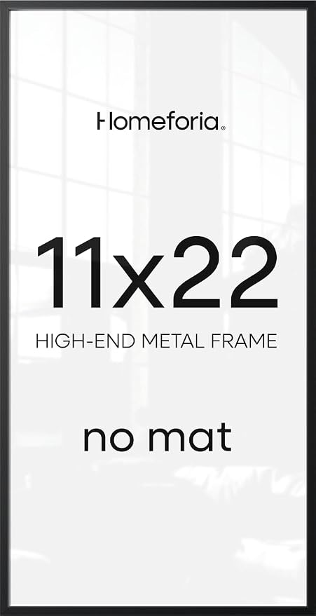 Homeforia 11x22 Black Newspaper Picture Frame, High-End Metal, Glass