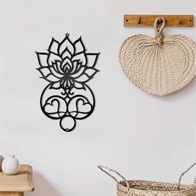 DUOOLN Metal Mandala Wall Art, Lotus Flower Yoga Decor,Sacred Geometry Sign