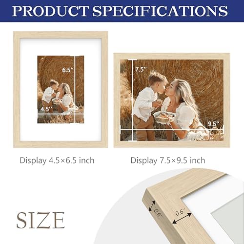 An&He 8 x 10 Picture Frame, 1Pack, Light Oak Photo Frames, Wooden Frame with High Definition Tempered Glass for Wall and Tabletop Display