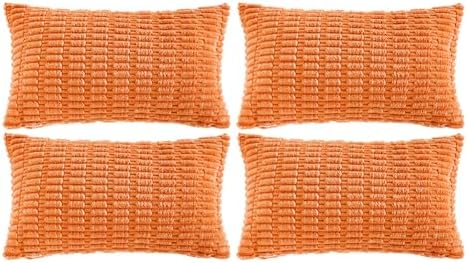 Fancy Homi 4 Packs Decorative Throw Pillow Covers for Living Room Couch Bed, Modern Farmhouse Boho Home Décor Accent Cushion Case, 24" x 16", Orange