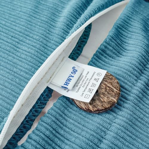 HWY 50 Smoke Blue Chenille Throw Pillow Covers 16x16 Inch Buttons Pack of 2