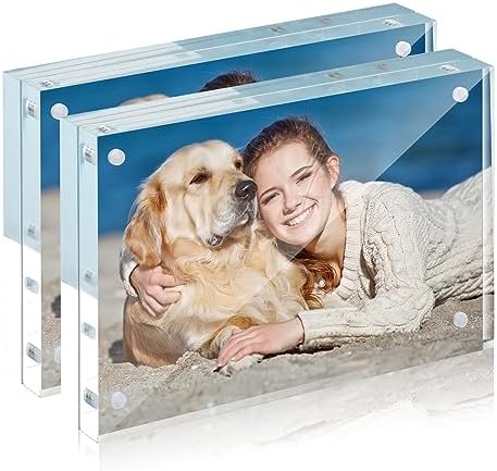 TWING 5x7 Acrylic Frame 2 Pack,20MM Thicker Frameless Clear Picture Frames