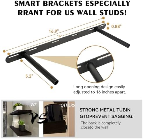 BGMG 30 inch Distressed Walnut Floating Shelves for Wall,High End Solid Real Wood 30 in Floating Shelf,Rustic Wooden Wall Mount Shelves Set of 2,Heavy Duty Bracket,30x6.7x1.25 inch