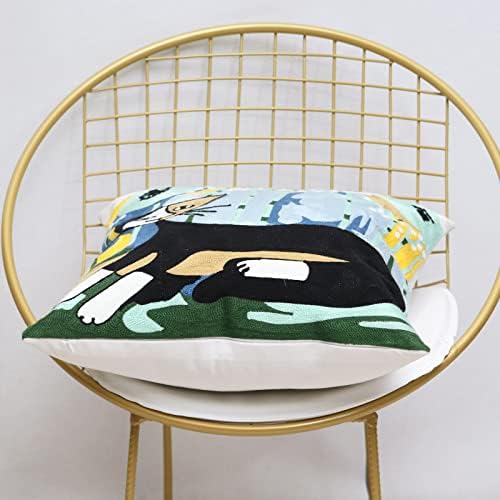 1 Pcs Embroidered Decorative Throw Pillows Covers for Sofa Decor Cushion Cases 18 x 18 Inch (Sunny Cat)