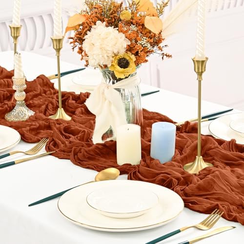 20 Pack Terracotta Cheesecloth Table Runner Long,21.5 x 120 Inch
