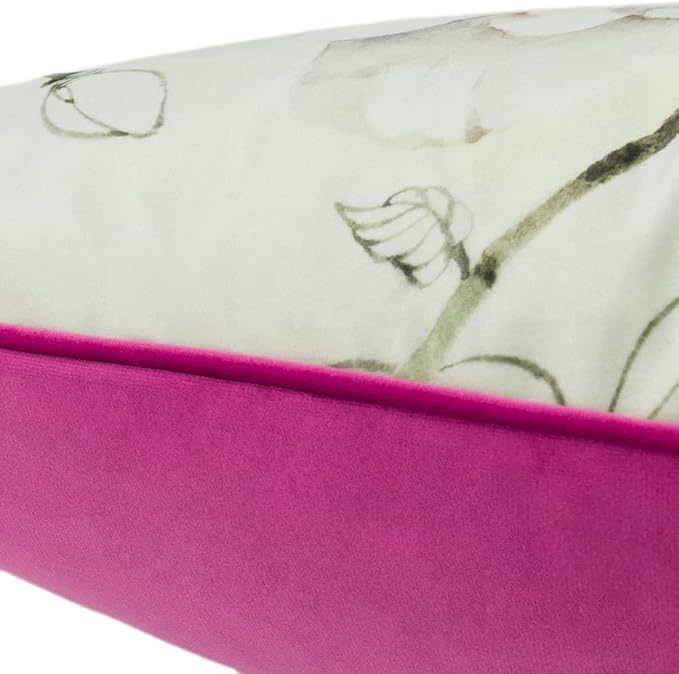 JWH Flower Print Throw Pillow Covers Decorative Velvet Accent Pillow Case Aesthetic Lumbar Cushion Floral Pillowcase for Couch Bed Bedroom Car Chair 14x20 Inch Hot Pink