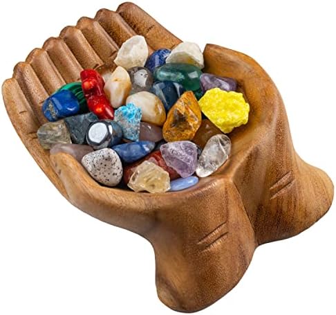 Wooden Hands Bowl, Crystal Display, Rock Display, Natural, Medium