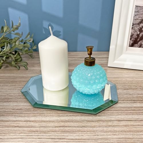 Plymor 5 x 7 inch Long Octagon, 5mm Thick, Beveled Glass Mirror, Pack of 12 | Table display & centerpieces; includes felt pads to protect surfaces; mosaics, crafts & DIY; silvered glass