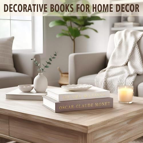 Decorative Books Set with Tray, Linen Coffee Table Books Decor