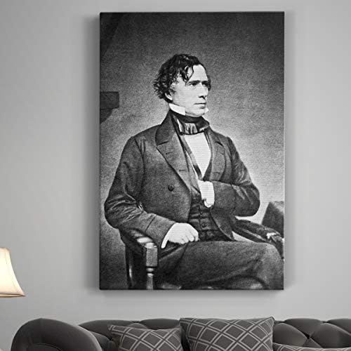 Renditions Gallery Franklin Pierce Presidental Portrait Wall Art, Premium Gallery Wrapped Canvas Decor, Ready to Hang, 12 in H x 8 in W, Made in America Print