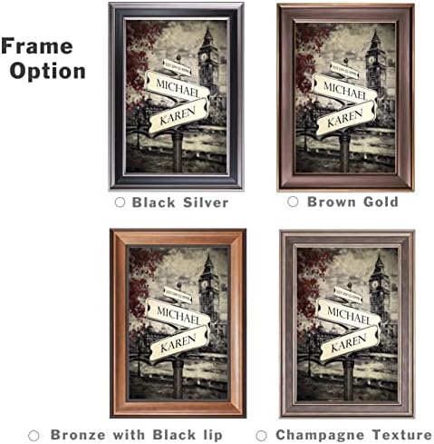 A&T ARTWORK Lovers Crossroads Personalized Framed Arts Gift,includes Names and the Date Unique Gift for Wedding Anniversary.With Different Frame Styles Size:21 5/8X15 1/2 inches