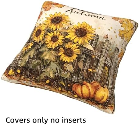 Thanksgiving Day Throw Pillow Covers Set of 4 Decorative Soft Double Sided Print Pillow Case Farmhouse Home Decor for Living Room Sofa Couch 18x18