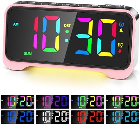 Kids Alarm Clock, Digital Alarm Clocks for Bedrooms,RGB Electric Desk Clock
