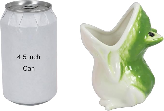 Gemseek Cute Green Ceramic Frog Succulent Planter Pot with Drainage Tray