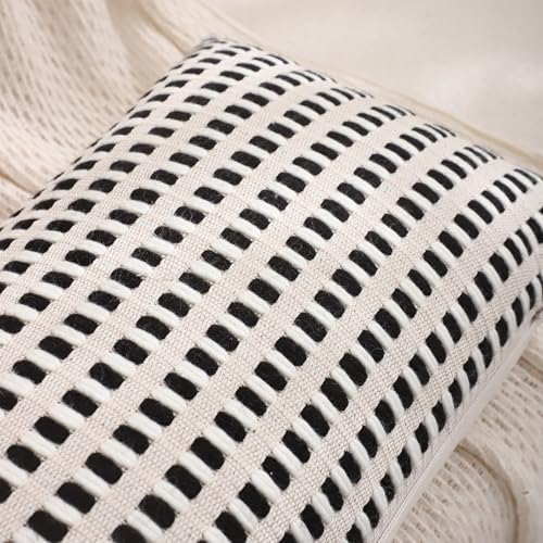 14x36 Throw Pillow Cover Boho Lumbar Pillow Cover White and Black
