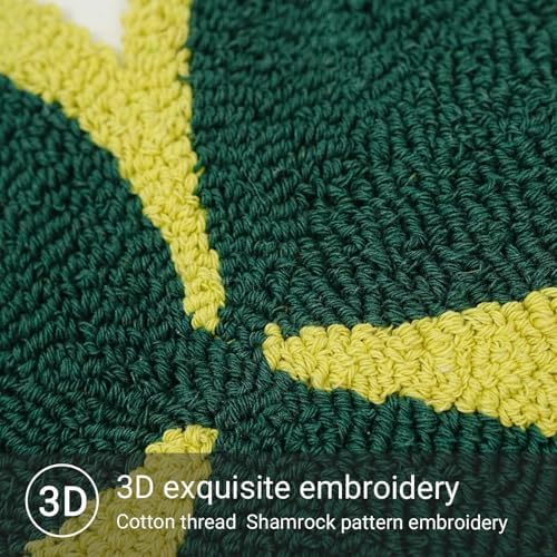GEEORY St. Patrick's Day Decorations Pillow Covers - 18x18 Cotton Embroidered Shamrock Farmhouse Cushion Case for Sofa & Bed GX014-1-18