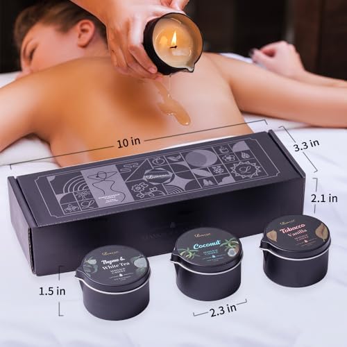 3-Pack Soy Massage Candle Set, Coconut Tobacco Vanilla, 6.9 OZ