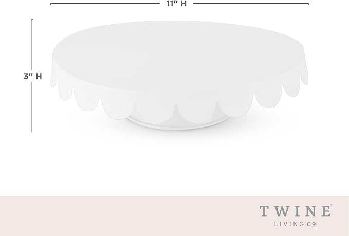 Twine White Stainless Steel Cake Stand, Set of 1, Cupcake Stand, Home Decor, Food Service, Dessert Accessory, 11-Inch Diameter, White