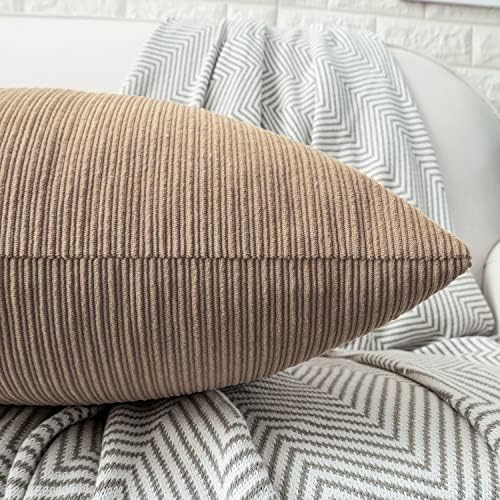 HWY 50 Taupe Chenille Throw Pillow Covers 18x18 Inch Buttons Pack of 2